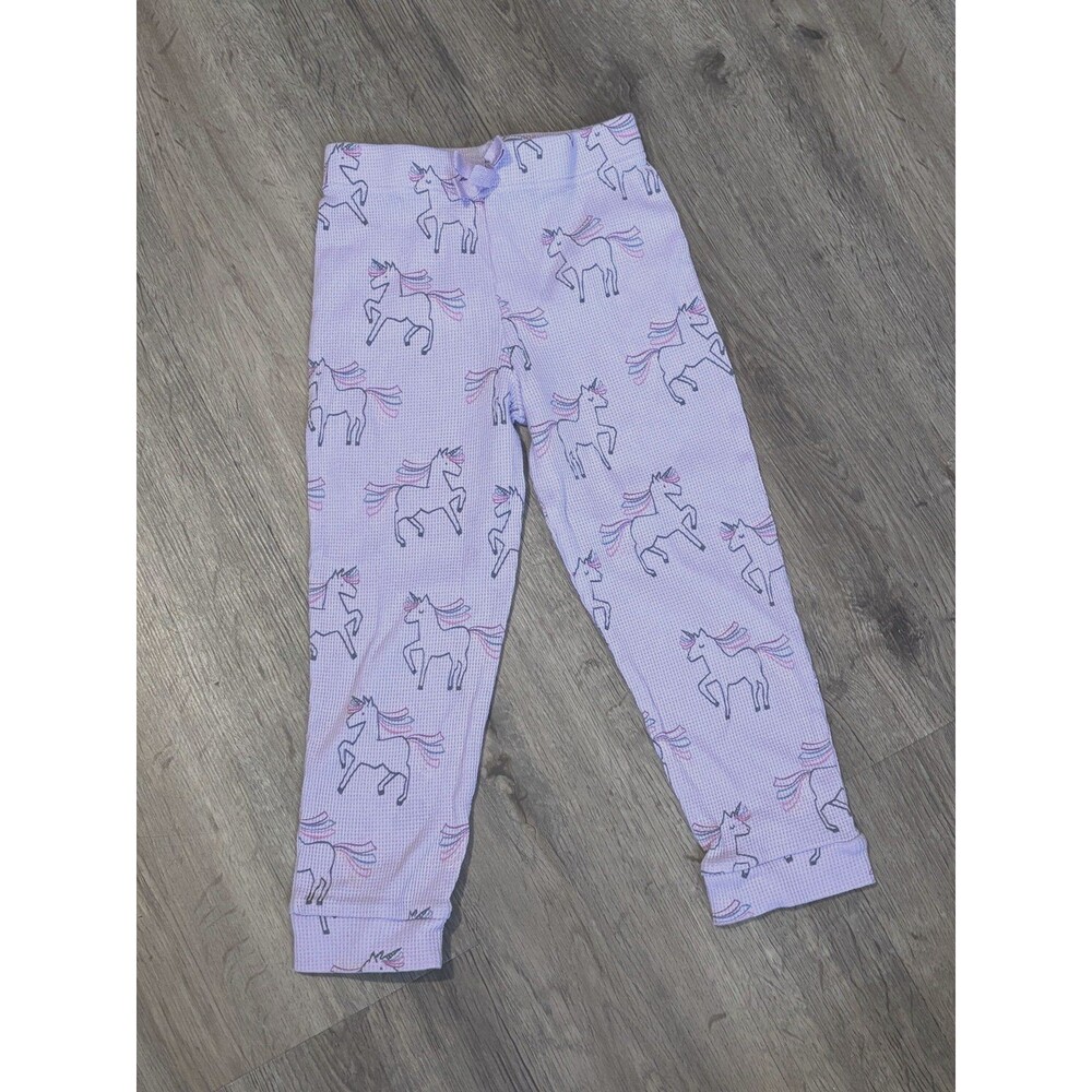 Garanimals Toddler Girls Waffle Knit Unicorn Pants 4T Light Purple Cuffed EUC